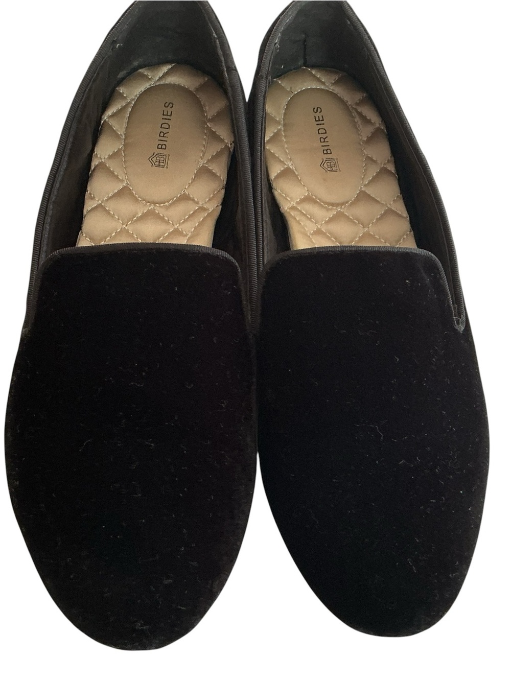 Birdies The Starling Black Velvet Flat Smoking Slipper Loafers Shoes Womens 7.5 - Picture 2 of 8
